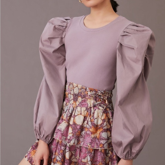 NWT Lea & Viola Puff-Sleeved Top - Picture 1 of 7
